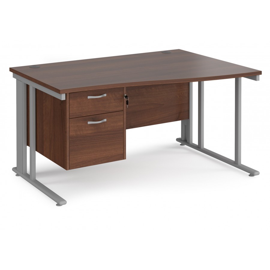 Maestro Cable Managed Leg Wave Desk with Two Drawer Pedestal